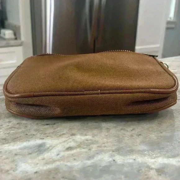 Lancel Paris Canvas Toiletry Dopp Bag Travel Camel Color Brown trim - Picture 8 of 12